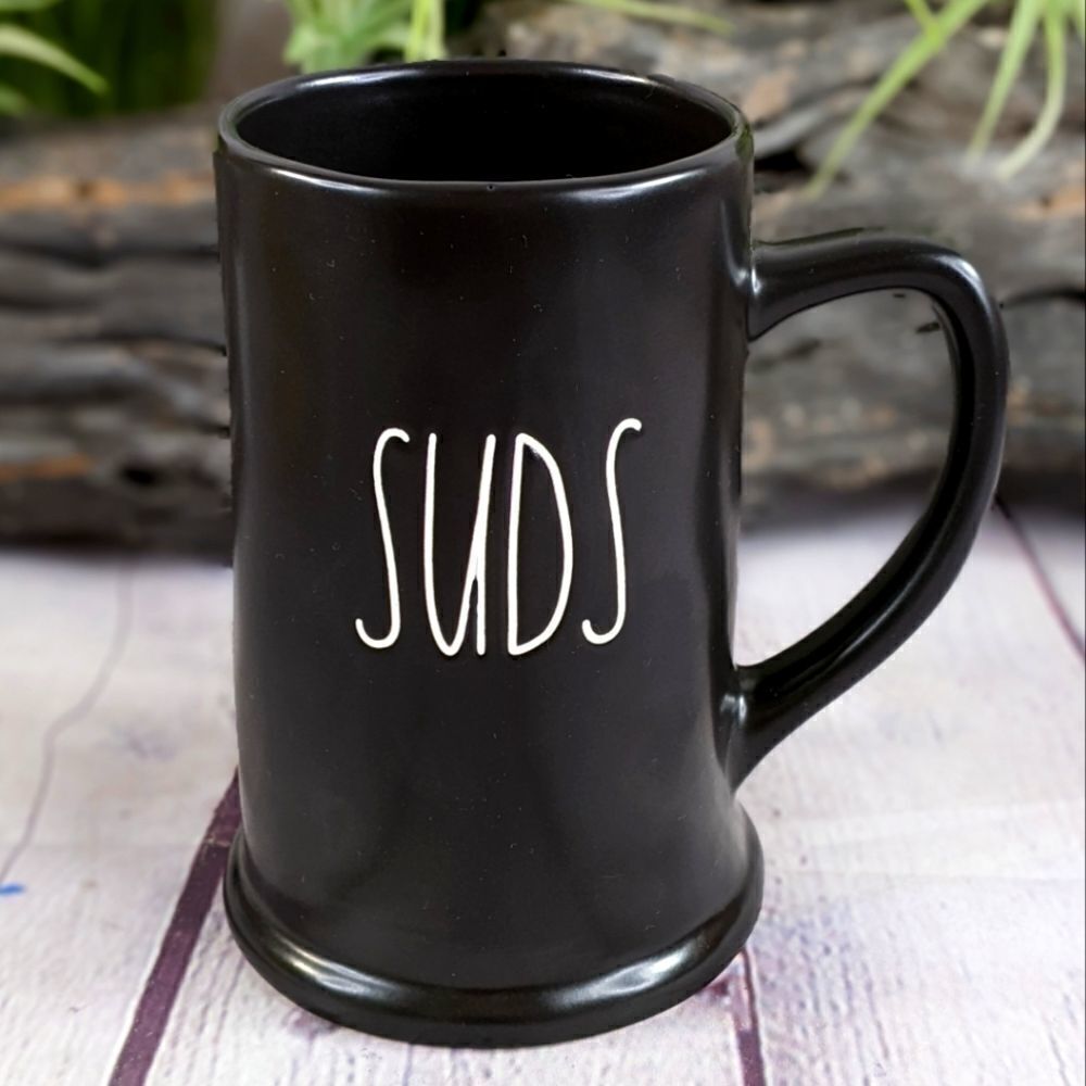 Rae Dunn SUDS Black Ceramic Beer Stein Mug